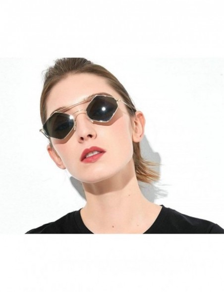 Square New fashion trend multilateral square small frame diamond unisex sunglasses - Dark Green - C918KOQQZKR $12.22