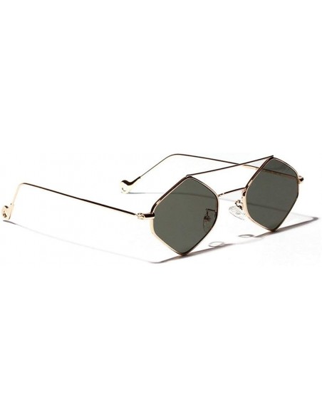 Square New fashion trend multilateral square small frame diamond unisex sunglasses - Dark Green - C918KOQQZKR $12.22