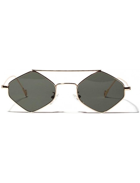 Square New fashion trend multilateral square small frame diamond unisex sunglasses - Dark Green - C918KOQQZKR $12.22