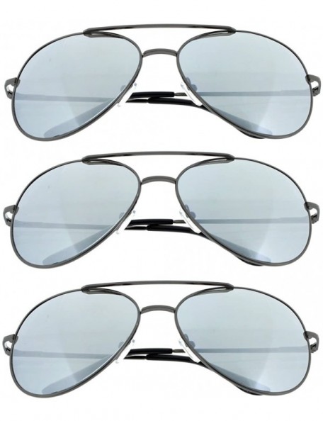 Aviator 3 Pack Aviator Sunglasses Classic Metal w/Spring Hinges - 3 Pack Black - C011DKQER4N $15.52