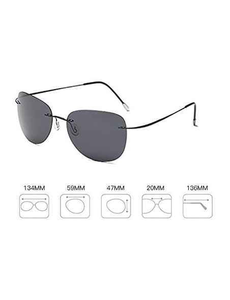 Aviator Titanium No Screw Rimless Polarized Sunglasses For Men Women - Gray - C9180YU4TZA $19.83