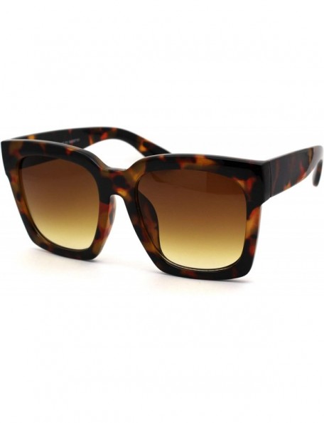 Oversized Womens Boyfriend Style Oversize Horned Rim Thick Plastic Sunglasses - CB18Y2N3M56 $12.51