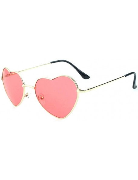 Goggle Cute Heart Shape Metal Frame Polarized Mirrored Sunglasses - Red - CU18WKYO8SW $11.52