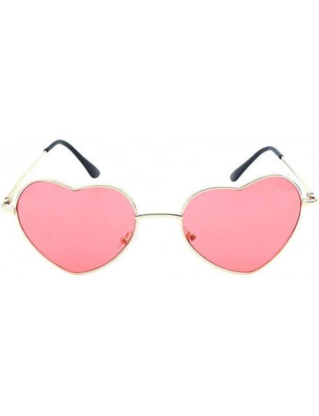 Goggle Cute Heart Shape Metal Frame Polarized Mirrored Sunglasses - Red - CU18WKYO8SW $11.52