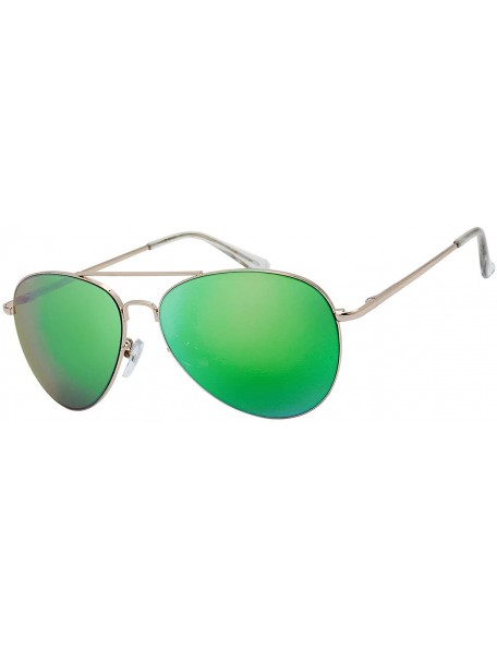 Sport Classic Metal Frame Mirror Lens Aviator Sunglasses with Gift Box - 32-gold (Spring Temple) - CU18SGU93CL $28.25