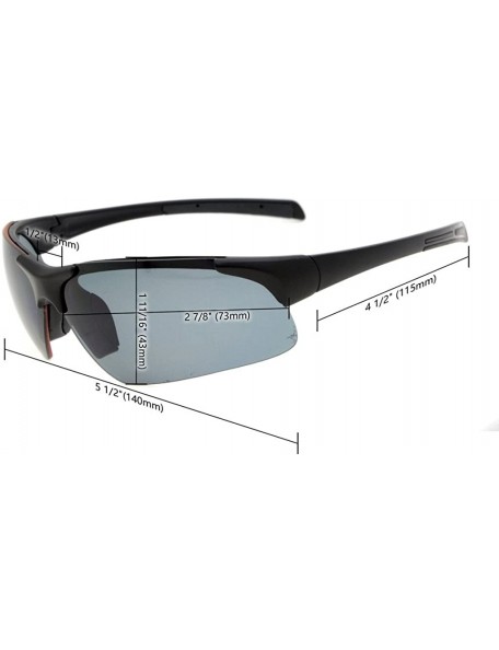 Rectangular Polycarbonate Half-Rimless Polarized Sport Sunglasses TR90 Unbreakable - Black/Red Mirror - CD12O1JW3ZL $24.86