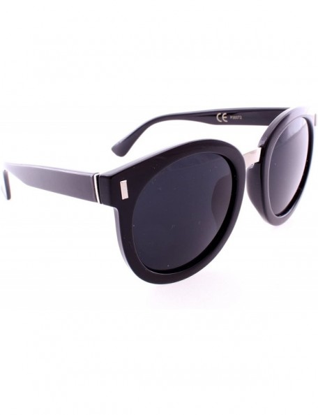 Round Retro Round Thick Frame Sunglasses - Black Frame - C112HSCQVKR $15.00