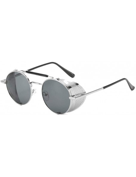 Round Sunglasses Retro Round Hippie Eyewear Vintage Metal Men Women Steampunk Glasses Color Mirrored Lens - C5198Q4GIR8 $11.11