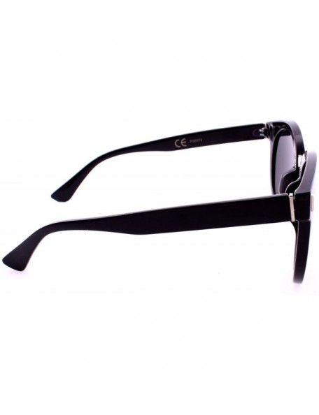 Round Retro Round Thick Frame Sunglasses - Black Frame - C112HSCQVKR $15.00