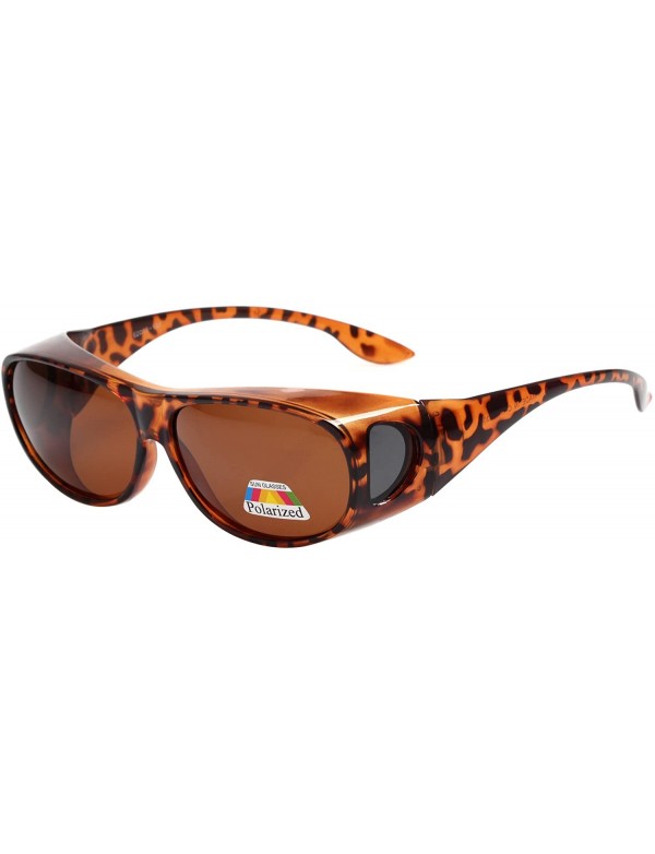 Oval Polarized Oval Sunglasses Wear Over Prescription Glasses For Unisex L3303 - Tortoise - CH12NZ4G5DH $30.37