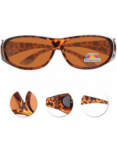 Oval Polarized Oval Sunglasses Wear Over Prescription Glasses For Unisex L3303 - Tortoise - CH12NZ4G5DH $30.37