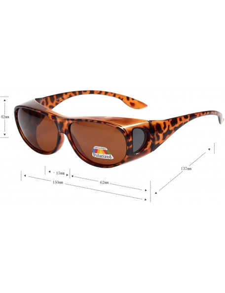 Oval Polarized Oval Sunglasses Wear Over Prescription Glasses For Unisex L3303 - Tortoise - CH12NZ4G5DH $30.37