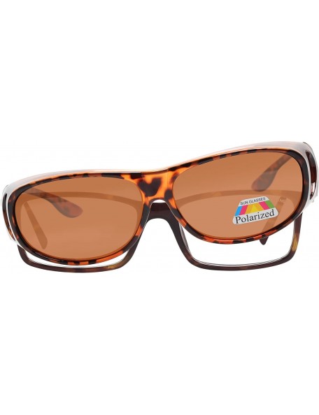Oval Polarized Oval Sunglasses Wear Over Prescription Glasses For Unisex L3303 - Tortoise - CH12NZ4G5DH $30.37
