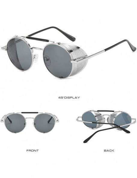 Round Sunglasses Retro Round Hippie Eyewear Vintage Metal Men Women Steampunk Glasses Color Mirrored Lens - C5198Q4GIR8 $11.11