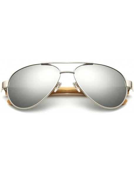 Goggle Bamboo Pilot Sunglasses Men Wooden Metal Women Brand Designer Mirror Sun Glasses Drive Retro De Sol - Kp1510 C3 - CW19...
