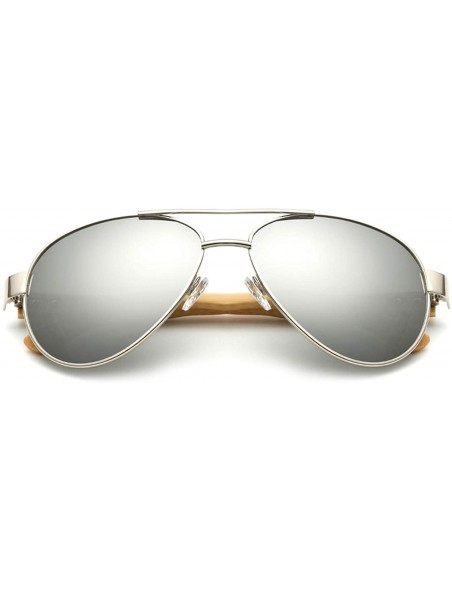 Goggle Bamboo Pilot Sunglasses Men Wooden Metal Women Brand Designer Mirror Sun Glasses Drive Retro De Sol - Kp1510 C3 - CW19...
