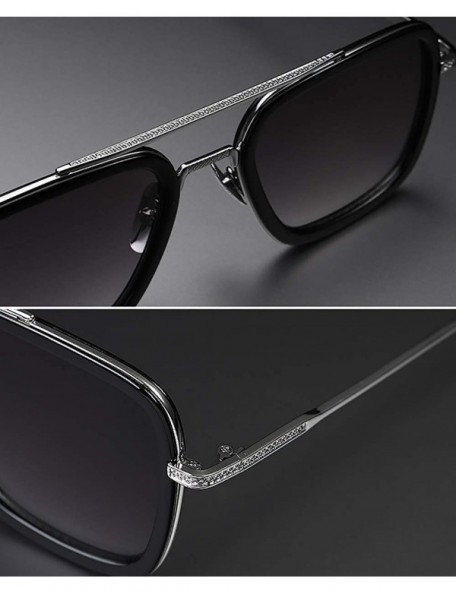 Square Retro Sunglasses Tony Stark SunGlasses Square Eyewear Metal Frame for Men Women Downey Sunglasses 1 1 Size - CS18ZGN9T...