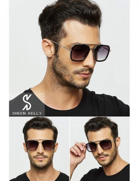 Square Retro Sunglasses Tony Stark SunGlasses Square Eyewear Metal Frame for Men Women Downey Sunglasses 1 1 Size - CS18ZGN9T...