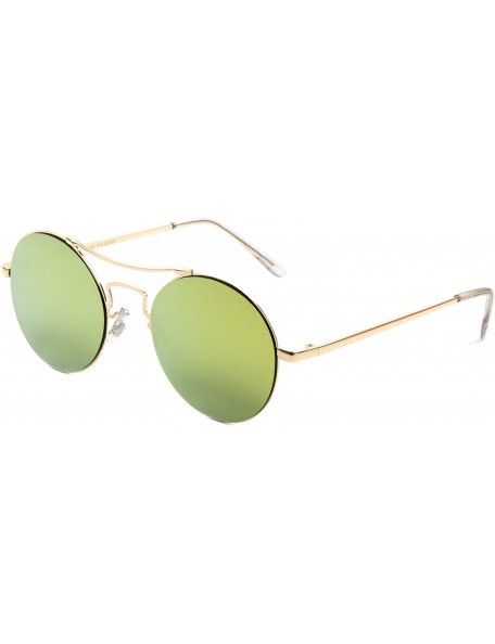 Aviator Round Aviator Fashion Women Flat Color Mirrored Reflective Glasses - Gold - CW187DYWWX7 $11.56