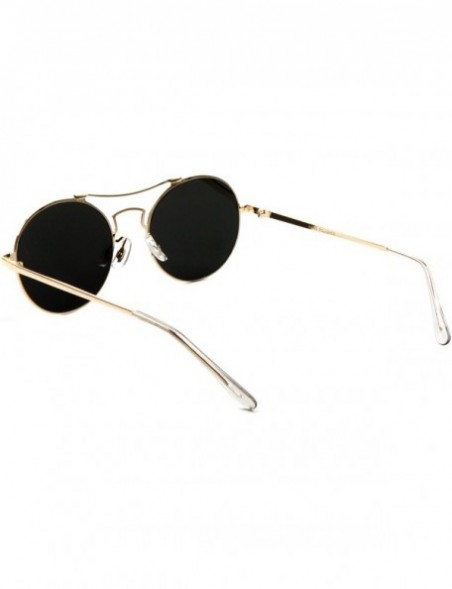 Aviator Round Aviator Fashion Women Flat Color Mirrored Reflective Glasses - Gold - CW187DYWWX7 $11.56