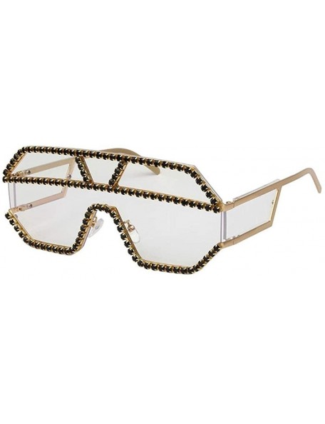 Oversized Trendy Oversized Lens Rhinestone Sunglasses for Women One Piece Bling Frame UV Protection - C4 - C4190O0YNRX $15.14
