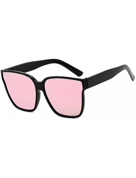 Square Unisex Sunglasses Fashion Bright Black Grey Drive Holiday Square Non-Polarized UV400 - Bright Black Pink - CM18RI0THT0...