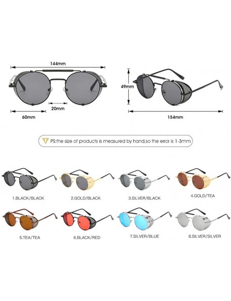 Round Sunglasses Retro Round Hippie Eyewear Vintage Metal Men Women Steampunk Glasses Color Mirrored Lens - C5198Q4GIR8 $11.11