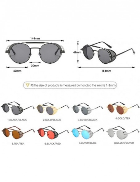 Round Sunglasses Retro Round Hippie Eyewear Vintage Metal Men Women Steampunk Glasses Color Mirrored Lens - C5198Q4GIR8 $11.11