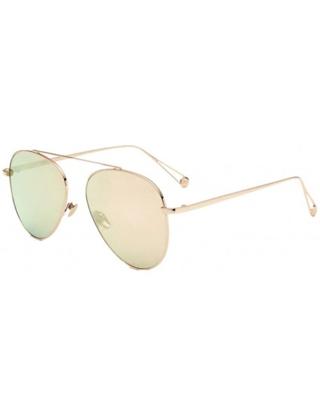 Aviator Women Flat Aviation UV400 Sunglass Men Mirrored Glasses Panel Shade Eyewear - Pink - CW1825MX47I $7.98