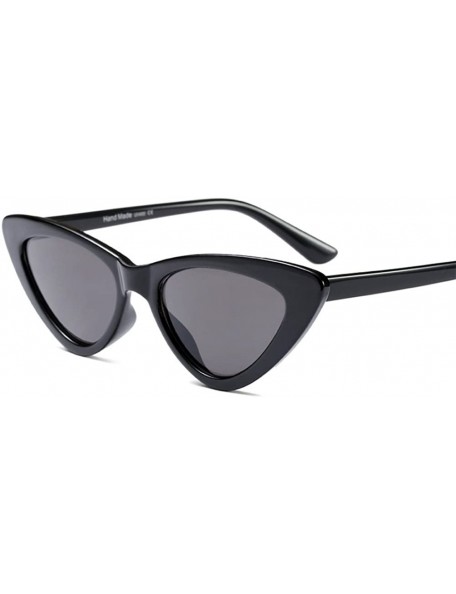 Goggle Retro Vintage Cat Eye Sunglasses Narrow Sun Glasses for Women - Black - CX18C3ZCKQU $12.64