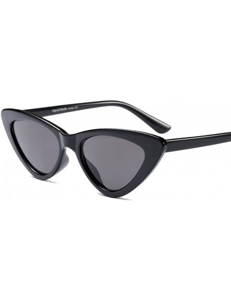 Goggle Retro Vintage Cat Eye Sunglasses Narrow Sun Glasses for Women - Black - CX18C3ZCKQU $12.64