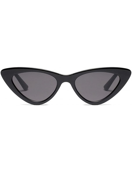 Goggle Retro Vintage Cat Eye Sunglasses Narrow Sun Glasses for Women - Black - CX18C3ZCKQU $12.64