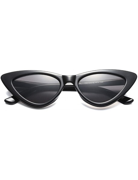 Goggle Retro Vintage Cat Eye Sunglasses Narrow Sun Glasses for Women - Black - CX18C3ZCKQU $12.64