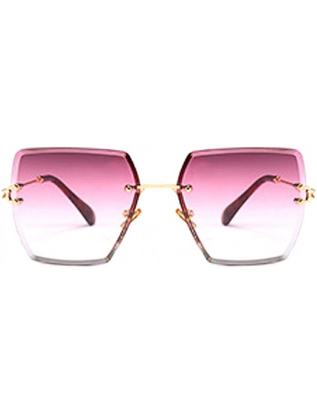 Rectangular Fashion Men women Oversized Frameless Candy color Sunglasses UV400 - Purple - CA18N00TTCO $14.49