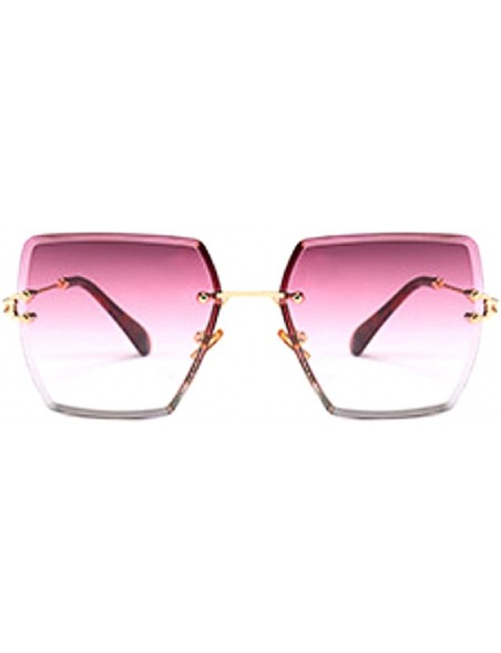 Rectangular Fashion Men women Oversized Frameless Candy color Sunglasses UV400 - Purple - CA18N00TTCO $14.49