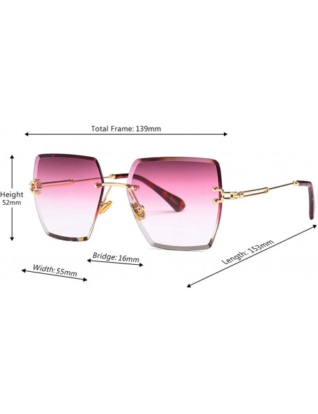 Rectangular Fashion Men women Oversized Frameless Candy color Sunglasses UV400 - Purple - CA18N00TTCO $14.49