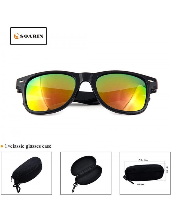 Square SOARIN Sunglasses Reflective Mirror for Women Black Square Rimmed Colorful Lens - Pink - C21827E3YGE $8.58