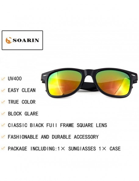 Square SOARIN Sunglasses Reflective Mirror for Women Black Square Rimmed Colorful Lens - Pink - C21827E3YGE $8.58