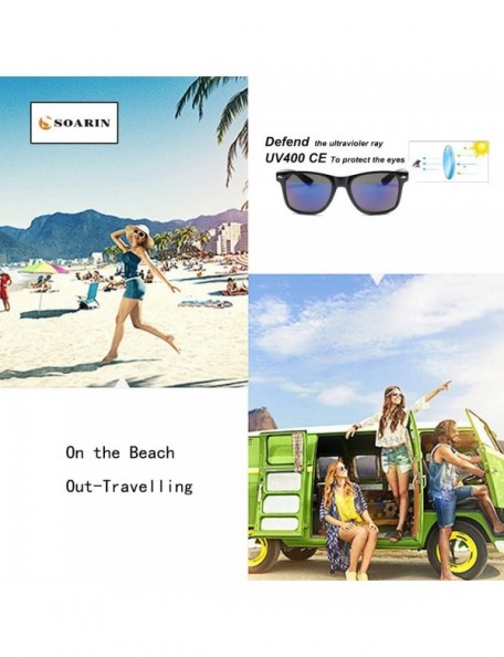 Square SOARIN Sunglasses Reflective Mirror for Women Black Square Rimmed Colorful Lens - Pink - C21827E3YGE $8.58