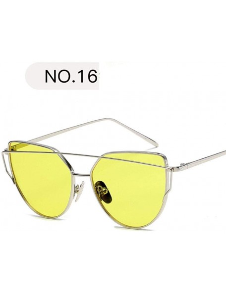 Oversized New Fashion Cat Eye Sunglasses Women Luxury Brand Design Mirror Lens C17 - C16 - CF18YR3QET6 $7.48