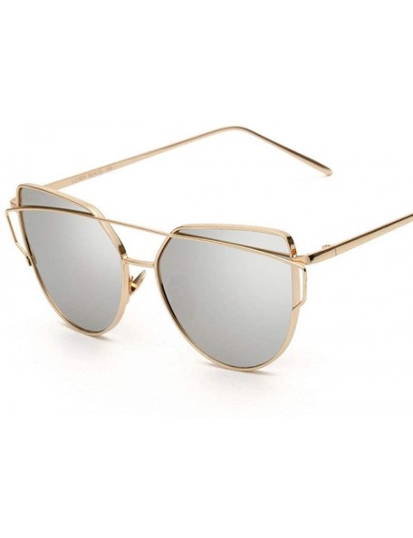 Oversized New Fashion Cat Eye Sunglasses Women Luxury Brand Design Mirror Lens C17 - C16 - CF18YR3QET6 $7.48