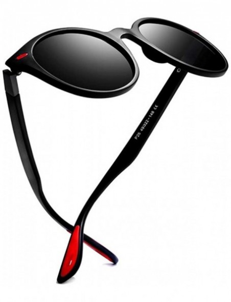 Oval Polarized Sunglasses Unisex Oval Frame Classic Red Rubber Temple K0625 - Matteblack&grey - CU18O8OK6ZL $15.15