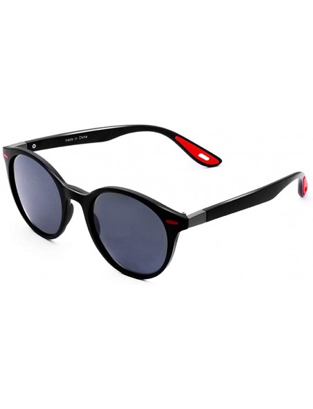 Oval Polarized Sunglasses Unisex Oval Frame Classic Red Rubber Temple K0625 - Matteblack&grey - CU18O8OK6ZL $15.15