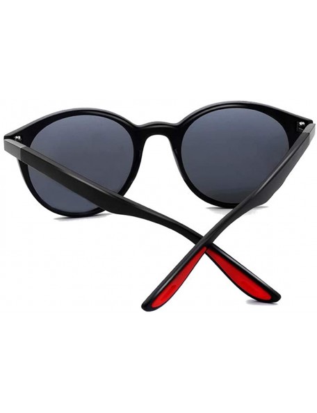 Oval Polarized Sunglasses Unisex Oval Frame Classic Red Rubber Temple K0625 - Matteblack&grey - CU18O8OK6ZL $15.15