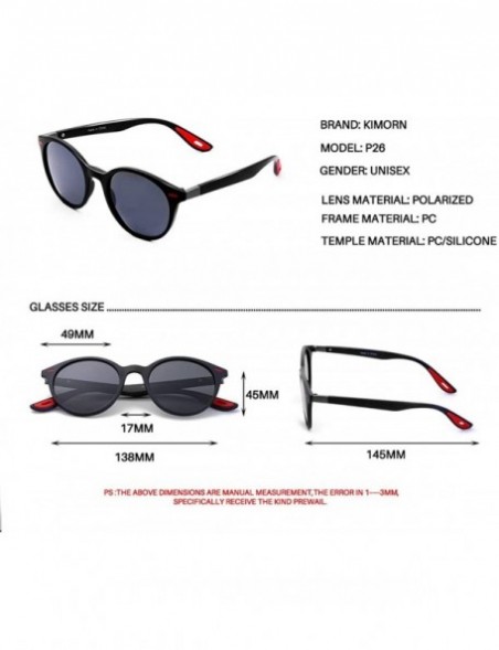 Oval Polarized Sunglasses Unisex Oval Frame Classic Red Rubber Temple K0625 - Matteblack&grey - CU18O8OK6ZL $15.15