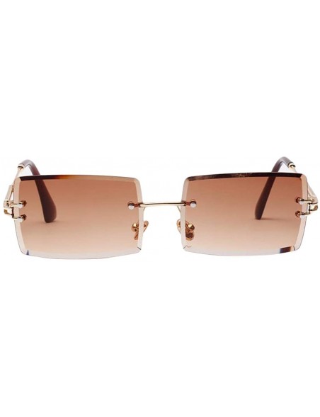 Square 2 Pack Vintage Rectangle Cut Rimless Sunglasses Designer - CC190N9ON5R $16.11