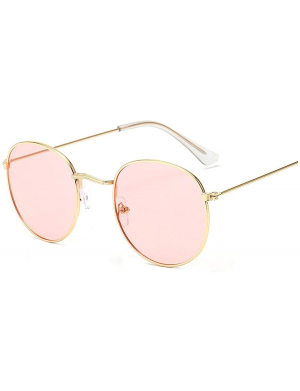 Oversized Classic Small Frame Round Sunglasses Women/Men Alloy Mirror Sun Glasses Vintage Modis Oculos - Gold Ocean Pink - C6...