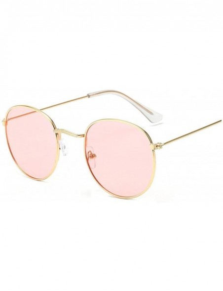 Oversized Classic Small Frame Round Sunglasses Women/Men Alloy Mirror Sun Glasses Vintage Modis Oculos - Gold Ocean Pink - C6...