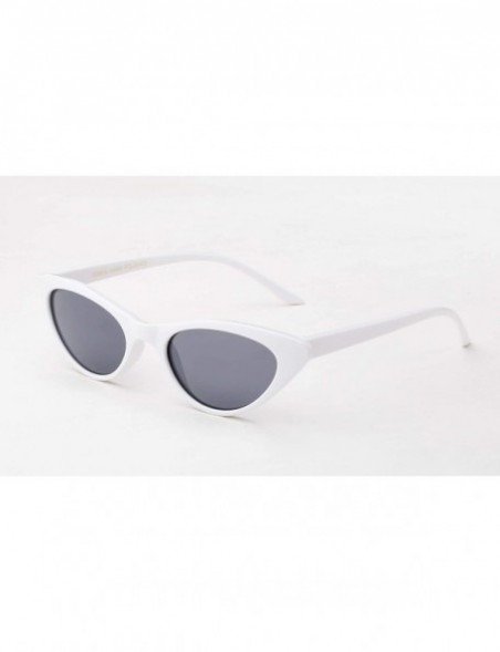 Cat Eye Designer Inspired Retro Vintage Narrow Cat Eye Sunglasses for Women Small Plastic Frame - 2 Pack - Black & White - CM...