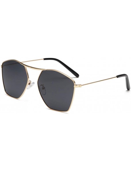 Aviator Men and women fashion retro polygon single beam aviator sunglasses prom mirror party travel - Black - C218SZIQRRS $21.08